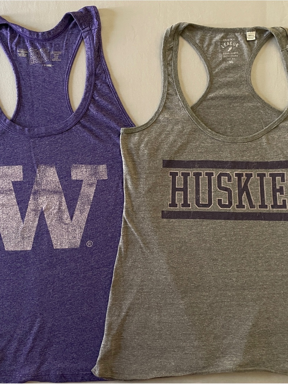 💛💜 University of Washington Huskies (2) Racerback Tank Tops Bundle Women’s XL